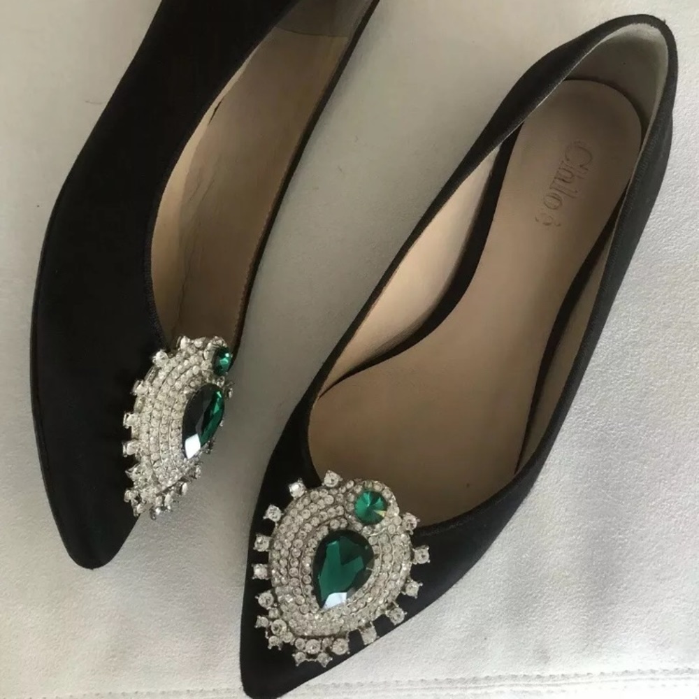 Chloé 36 EUR Flats Satin Black Crystals